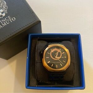 Vince Camuto men's watch with rose gold bezel